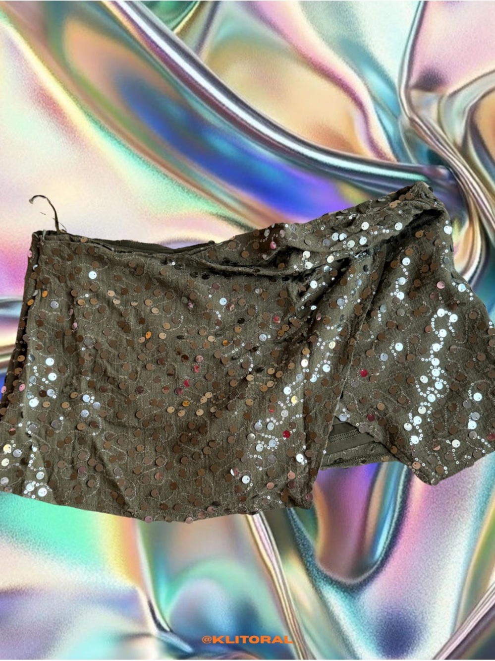 Sequin Mini Skort in Olive Green
